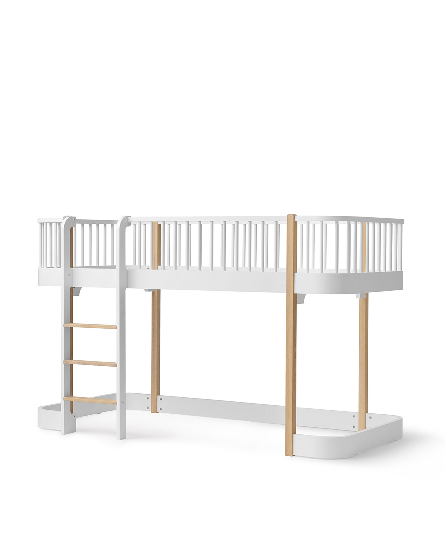 Wood Low Loft Bed White Oak - Oliver Furniture