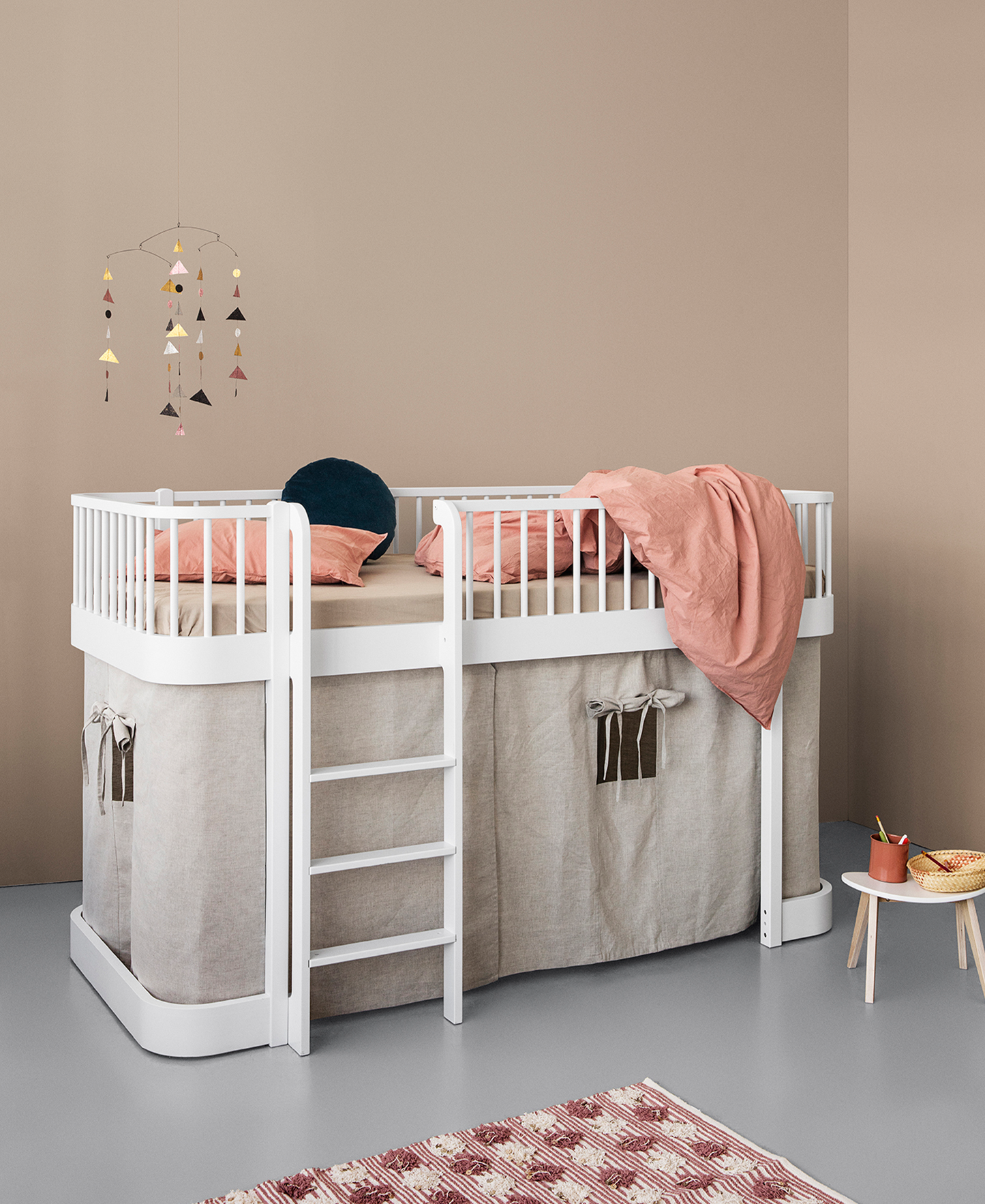 Wood Low Loft Bed White Oak - Oliver Furniture