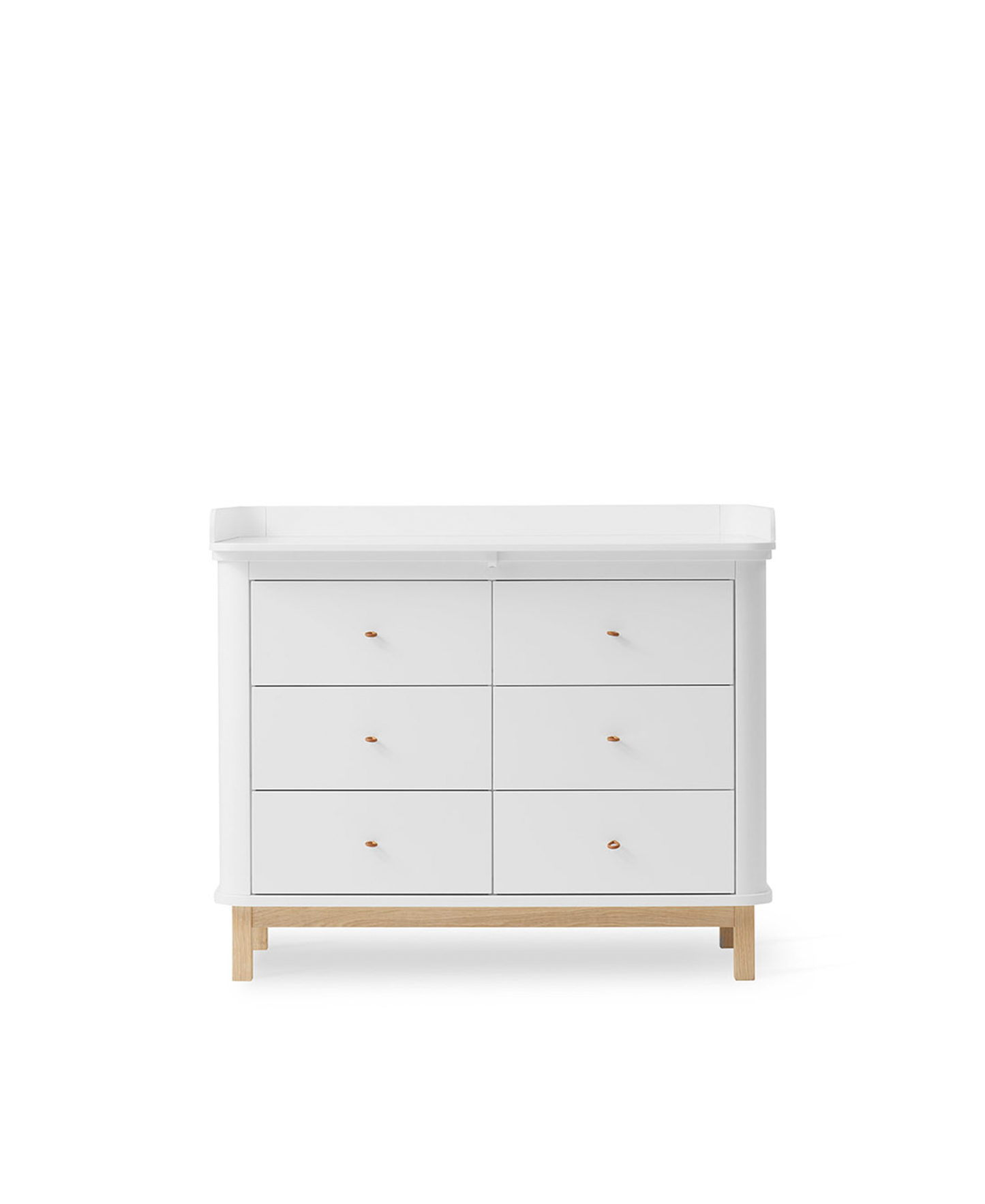 Wood Nursery Dresser 6 Drawers Large Top White Oak - Oliver Furniture