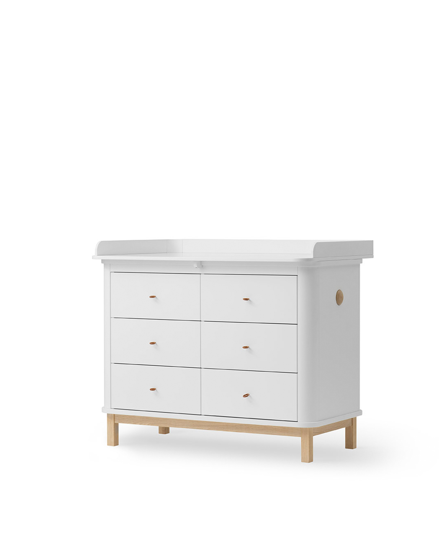 Wood Nursery Dresser 6 Drawers Large Top White Oak - Oliver Furniture