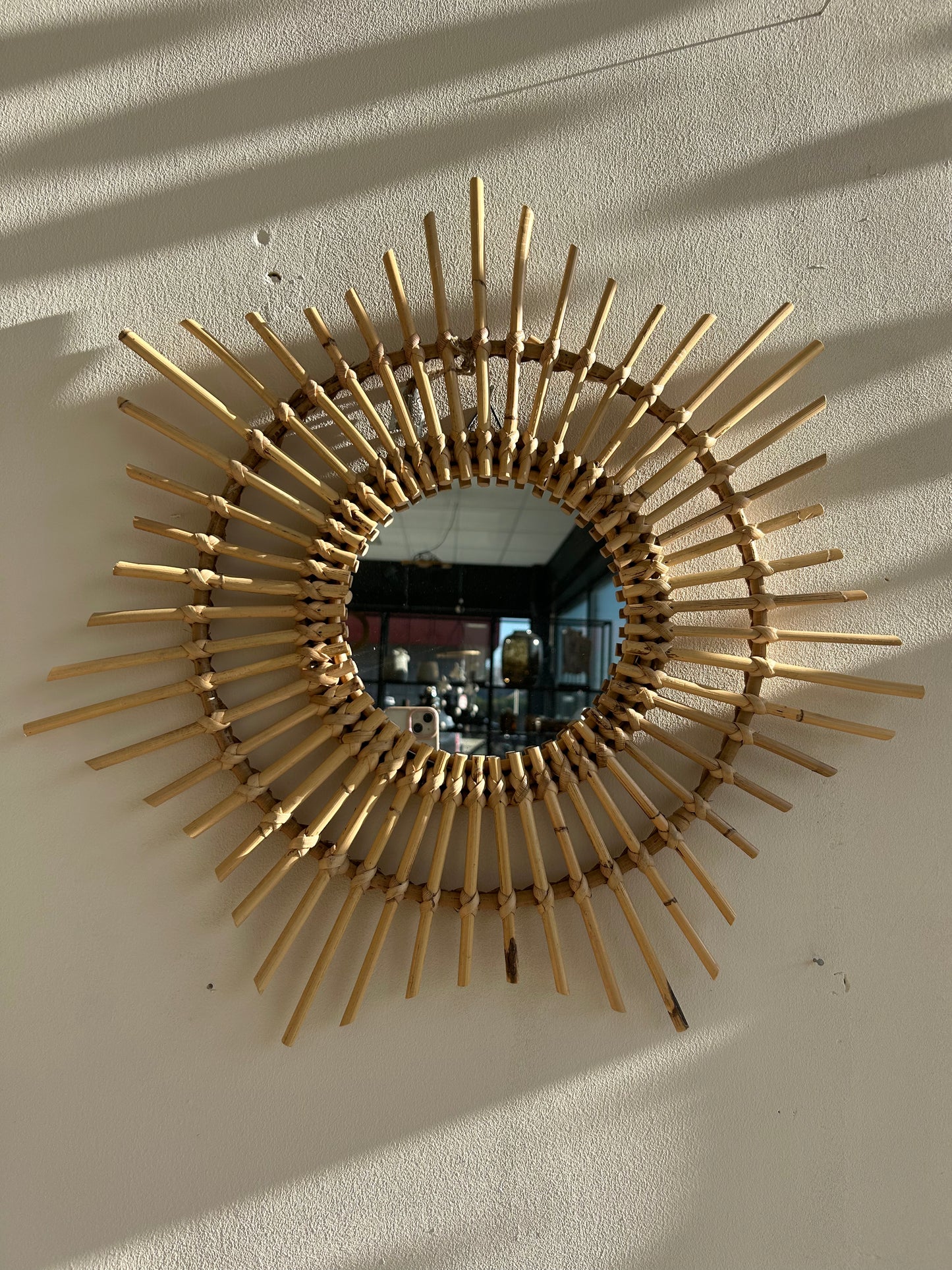 Rattan star shaped mirror