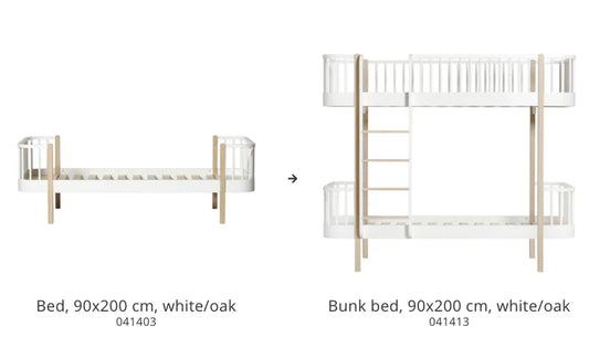 Conversion set Wood bed/junior bed to Wood bunk bed - white/oak - Oliver Furniture