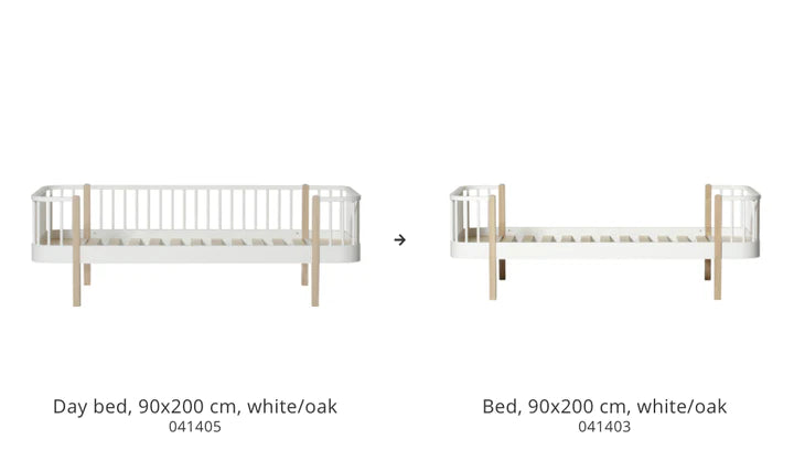 Conversion set Wood day bed to Wood bed - white/oak - Oliver Furniture