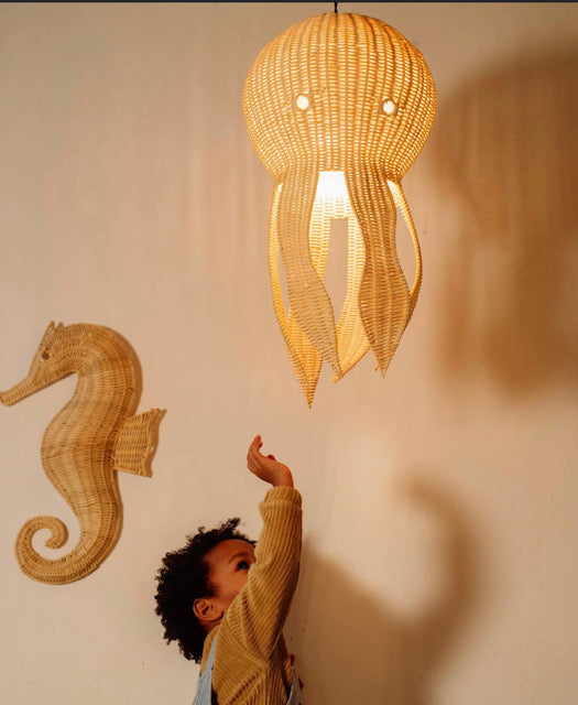 Rattan lamp - Oscar the Octopus -Studio Wildflower