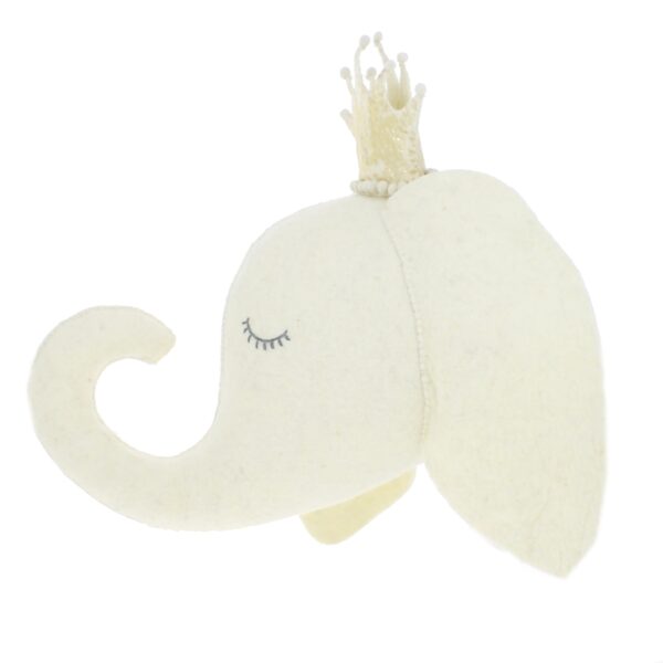 Animal head Cream Sleepy Elephant With Crown - Fiona Walker England